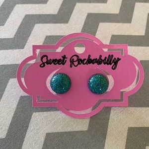 Turquoise Glitter Earrings
